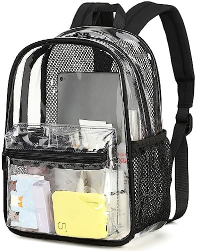 CAMTOP Transparenter Rucksack für Stadionveranstaltungen, zugelassen, 30,5 x 15,2 x 30,5 cm, kleine transparente Tasche, Mini-Rucksäcke, Geldbörse für Festivals, Konzerte, Arbeit, Schwarz, 30 cm
