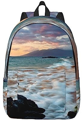AABSTBFM Beach Maui Hawaii Sonnenuntergang Meer Wellen Wolken Reise-Laptop-Rucksack für Damen und Herren, Sport, Turnbeutel, Schultaschen für Kinder, Mädchen, Jungen, Größe S, Strand Maui Hawaii
