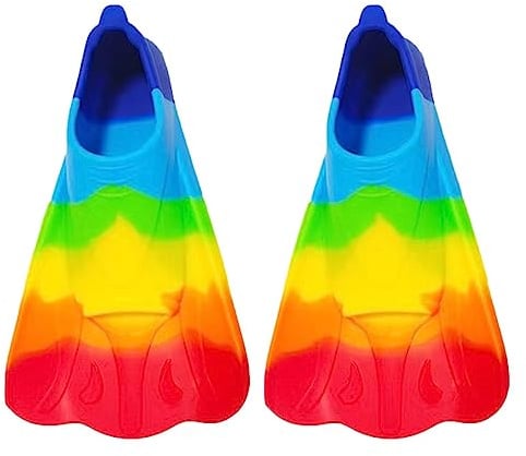 Kasmole Kinderflossen,Helle Regenbogen-Silikon-Trainingsflossen Bodyboarding-Flossen - Bequeme Kinder-Schnorchelflossen, Kurze Jugend-Schwimmflosse für Kinder, Jungen und Mädchen, Rundenschwimmen