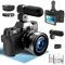 4K Digitalkamera Digitalzoom 56MP Fotokamera mit Weitwinkel+Macro Linse, mit WiFi und Manueller Fokus, 32G TF Karte 3.0 Kompaktkamera 180° Flip Bildschirm, Vlogging Digitalkamera für Anfänger