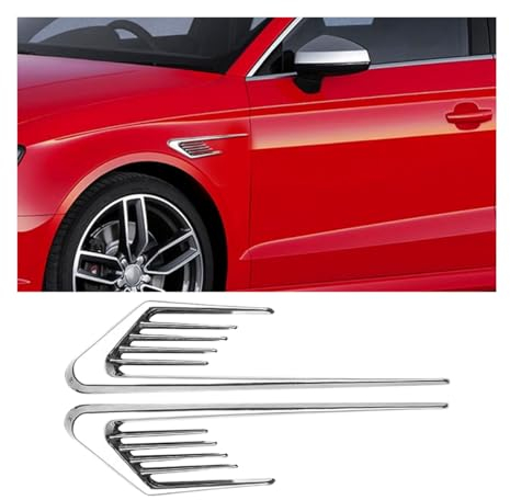 JNNJ 2 Stück Auto Lufteinlässe Außen Dekorative, Auto Lufteinlass Gitter, Lufteinlass Gitter Vent, Motorhaube Lüftungsschlitze Kotflügel Lüftungsgitter(Silber)