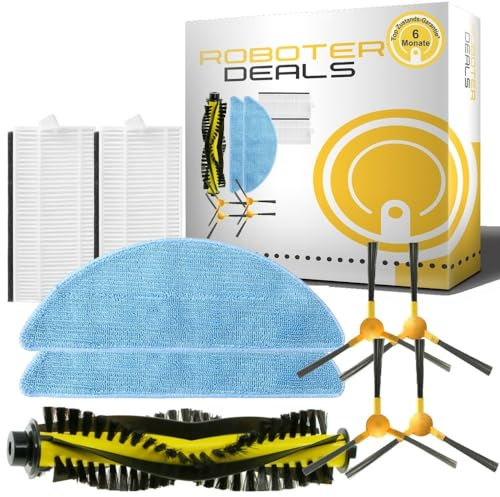 Roboter Deals Zubehör Set, Ersatzteile Kit für Tesvor S6 Turbo (2X Pad, 4X Seitenbürste, 2X Filter, 1x Hauptbürste) Staubsaugroboter