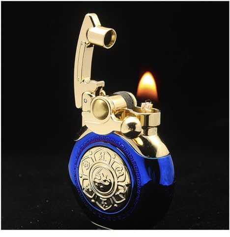 Vintage Antikes Feuerzeug, wiederverwendbares winddichtes Trenchfeuerzeug, Coole-Feuerzeuge, Geburtstagsgeschenke für Männer Papa Ehemann (Blau)