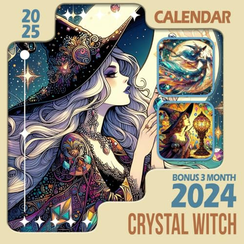 Crystal Witch Calendar 2025: 15-Month Covering Oct 2024 to December 2025, Bonus 3 Months 2024 ,with Holidays, Large Note Sections, Great Gift For Organizing & Planning