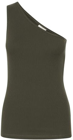 KAFFE Jerseytop Kapia Damen Jerseytop Asymmetric One Shoulder Tank Top XL, Forest Night