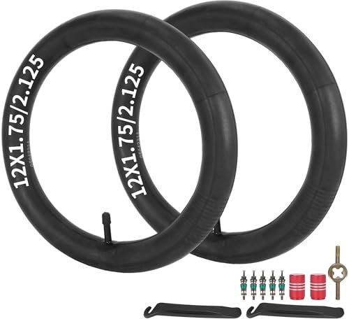 12 x 1,75/1,95/2,10/2,125 Fahrradschläuche mit 32 mm Schrader-Ventil, kompatibel mit 12 x 1,75 12 x 1,9 12 x 1,95 12 x 2,0 12 x 2,125 Kinderfahrrad-Kinderwagen, pannensicherer Schlauch, 2er-Pack