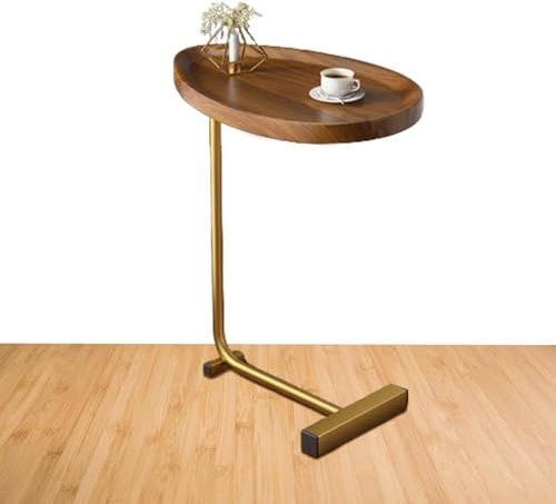 Whnbuij C-förmiger Beistelltisch – Beistelltisch, Couchtisch, zum Unterschieben unter dem Sofatisch, rustikaler Snack-Nachttisch, Tablett, Teetisch, schmal, schmal, mit Metallrahmen