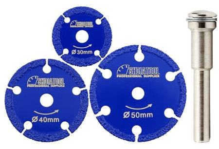 SHDIATOOL Diamond Cut-off Wheel 30/40/50MM, 6MM Shank, 1MM Thickness, 3pcs, Suitable for Metal, Iron, Marble, Granite, Masonry