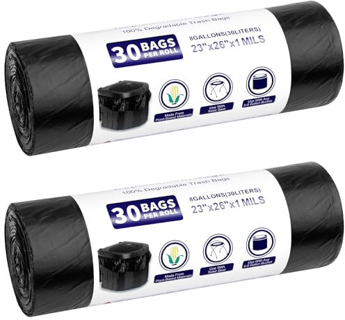 60 Stück Toilettenbeutel Schwarz Set 30L Biologisch Abbaubare Camping Toilettenbeutel Campingtoilette Beutel Wasserdichte Trenntoilette Zubehör BiomüLlbeutel für Mobile Toiletten Wandern Reisen Küche