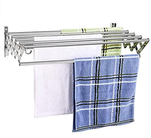 Generico Porte-serviettes Cintre mural Étendoir à linge pliable pliable pour la maison Porte-serviettes pour salle de bain Laverie Armoire Organisation de stockage Sèche-linge