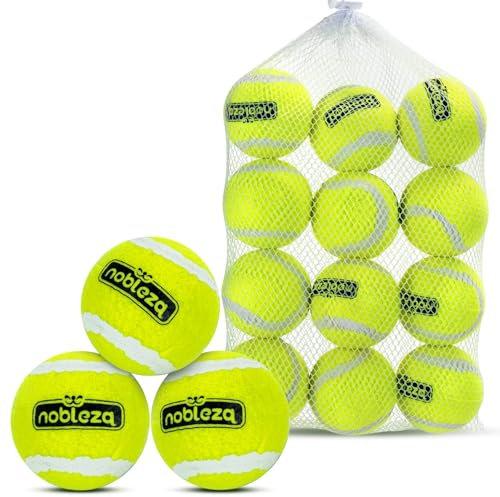 Nobleza Hundeball, 12 Stück Hundespielzeug Ball, Bouncy und Durable Hundespielzeug Tennisbälle mit Mesh Tragetasche für Kleine Mittelgroße Hunde, Ø 6,35cm