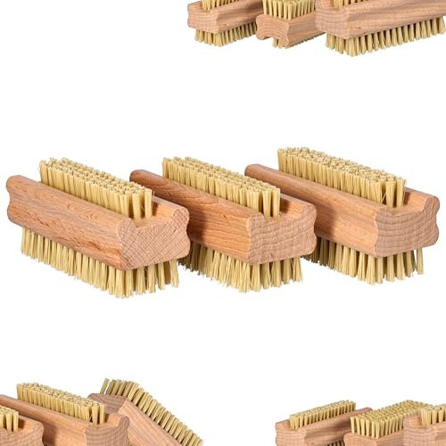 ToolSpace 3x Nagelbürste Holz Feste Starke Mix Agawa Tapica und Syntetische Borsten Nagelreinigungsbürste Nail Brush Handwaschbürste Fingerbürste Schrubbbürste zum Reinigen Schmutz Handbürste