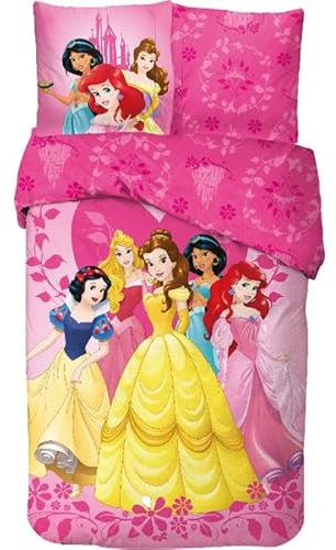 Bettwäsche Disney Prinzessin, aus Baumwolle, 1 Bettbezug 140 cm x 200 cm + 1 Kissenbezug 63 cm x 63 cm