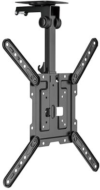 PureMounts Soporte de Techo para televisores, Adecuado para 23-55 Pulgadas, Plegable, Ajustable en Altura, Giratorio, inclinable, hasta VESA 400x400, Negro