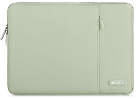 MOSISO 14 Pollici Custodia Laptop, 14 Pollici Borsa PC Compatibile con HP Lenovo Dell ASUS Acer, HP Stream, Dell Latitude, Lenovo IdeaPad, Poliestere Manica Verticale con Tasca, Salvia Verde