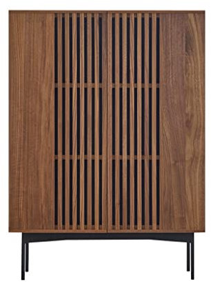Holzschrank mit Regalen und Zauntüren für Wohnzimmer, Schlafzimmer, Büro, 80 x 45 x 100 cm, Walnussholz-Finish