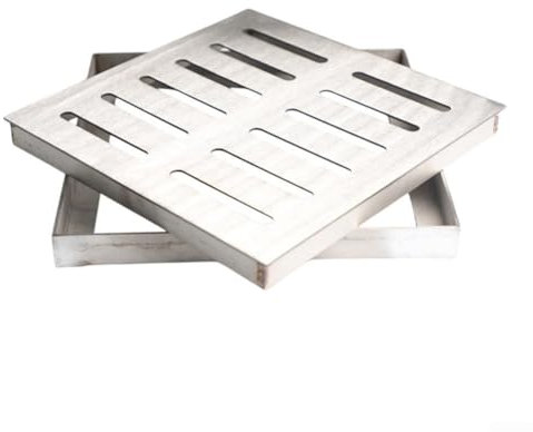 ZAMETTER Edelstahl-Schachtabdeckung, Entwässerungsgraben Regenwassergitter, Kanalabdeckung, quadratisch, Garten, Bodenablauf, Outdoor, Schachtabdeckung, Ablaufgitter (300 x 300 x 20 x 2 mm)