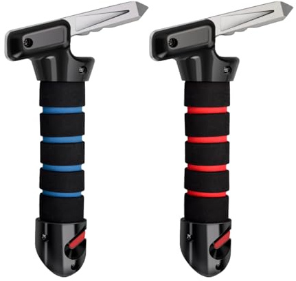 PCVANLEY 2 Pcs Car Red and Blue Assist Device Safety Handles, Vehicle Grab Handle Bar Mobility Aid for Disabled,Elderly