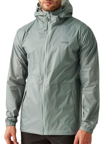 Regatta Herren Jacke Funktionsjacke Outdoorjacke Regenjacke Pack It III, Farbe:Blaugrau, Artikel:-R6B Glacier, Größe:M