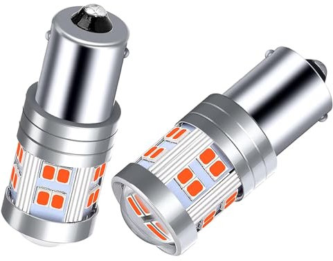 PYRJIN Ba15s P21w 1156 Rojo Led 12V 24V Bombillas 5W, Con Lente Proyector, Para Luces Traseras Luces de Freno, Luz de Estacionamiento, Luz antiniebla trasera, luz de posición. 2Pcs.