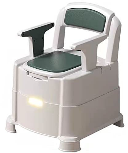 Bedside Commode Toilet Chair Portable for Adults, Commode Chair for Toilet with Arms, Height Adjustable, 2 Toilets and Induction Night Light, Potty Chair for Elderly and Disabled Up to 660 Lbs (White)