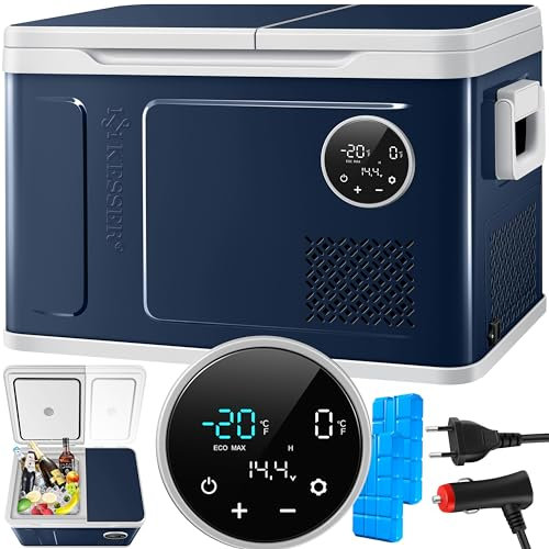 KESSER® Kompressor Kühlbox 2in1 Doppelzone Kühl & Gefrierfach 40 Liter elektrische Gefrierbox mit 2x Kühlakkus & LED-Touch-Bedienung | Kühlschrank Kühlung bis -20 °C für Camping, Auto, Lkw 12/24V 230V
