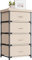 WANGIRL Kommode mit Schubladen, Stoffkommode mit 4 Schubladen, Aufbewahrungsschrank für Schrank, Kommode für Flur, Schlafzimmer, Wohnzimmer und Büro - Beige