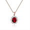 Oval Gemstones Silver Jewelry Ruby Necklace For Women Rose Gold Color Wedding