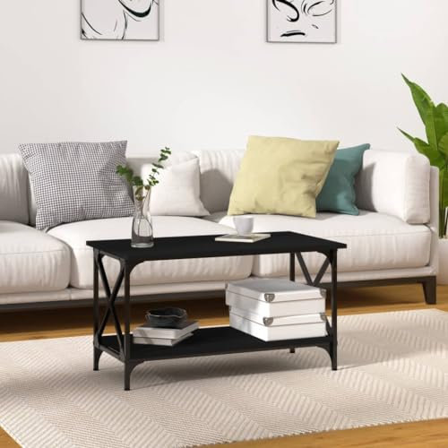 UJCHVHN Mesa de café negra de 80 x 45 x 45 cm, mesas de madera y planchado, mesas de centro