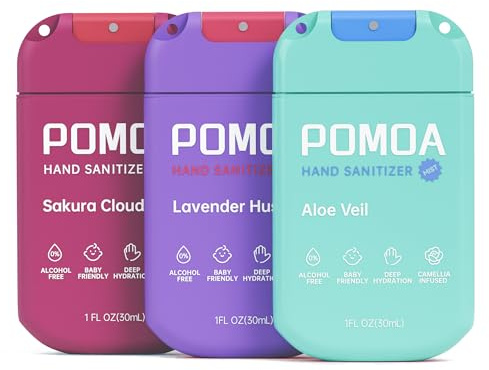 Alcohol Free Hand Sanitiser Spray for Kids, Toddlers & Adults, 3 Pack | Lightly Scented, Gentle Fine Mist, Non-Irritating & Non-Sticky, Refillable Travel Size for School, Office & Handbag