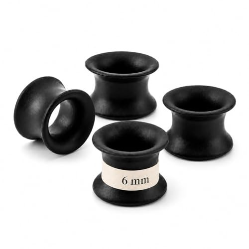 Fellisimo Silikon Ohr Tunnel 10 mm, 6mm, 8mm, 12mm – Schwarz – Weicher Silikon Plug/Tunnel – Komfort, Stabiler Halt, Pflegeleicht – für Geweitete Ohren – Double Flared