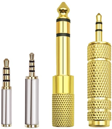 4 Pcs Headphone Jack Adapter - 1/8” Male to 1/4 Female and 1/4 Male - 1/8” Female Audio Plug + 3.5mm to 2.5mm and 2.5mm - 3.5mm Adapter, Stereo Jack Converter for Headphone, Guitar Amplifier, Mic