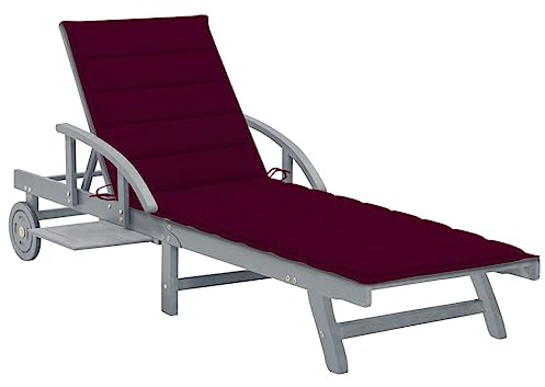 Frdhee Liegestuhl Balkon Liege,Sonnenliege mit Auflage Akazie Massivholz,Relaxliege für Innen und Außen