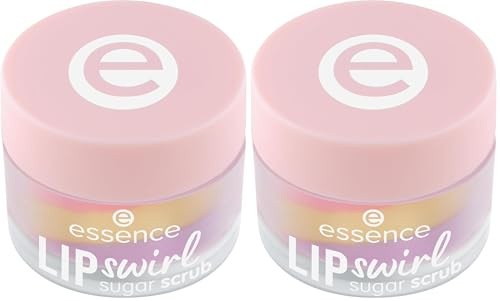 essence LIP swirl sugar scrub, Lippenpeeling, Nr. 01, Mehrfarbig, pflegend, natürlich, vegan, ohne Parabene, ohne Mikroplastikpartikel, Nanopartikel frei, 2er Pack (8g)