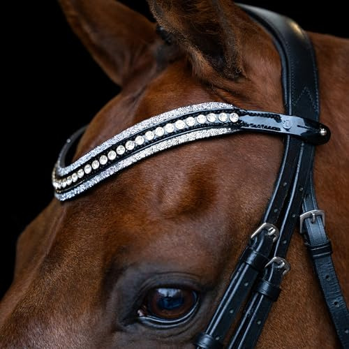 Imperial Riding Stirnriemen IRH Maxima, Stirnband aus Leder mit Glas-Strasssteinen und Stiftverschluss, Kristall, Pony