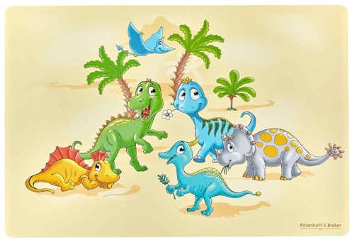 Ritzenhoff & Breker Platzset Dino, Tischset mit Dinosaurier-Motiven, Maße: 45 x 30 cm, Platzmatte mit Dino-Motiv, Abwischbar