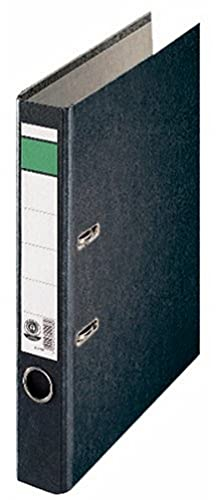 Leitz Ordner Standard, Grüner Balken, mit Schlitzen, A4, schmal, schwarz, 221408, 1 Stück