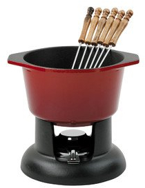 Chasseur Cast Iron Chilli Red Fondue Set