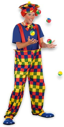 Boland 83826 - Kostüm für Erwachsene Clown, Größe M/L, Hut, Fliege und Hose, Kostüm-Set, Zirkus, Geburtstag, Karneval, Mottoparty