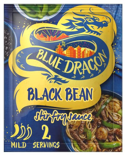 Blue Dragon Black Bean Stir Fry Sauce 120g | Mild Spice | Serves 2 | Authentic Thai Style Stir Fry Cooking Sauce
