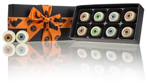 ChocoAugen - Halloween XL - 8 Edle Pralinen ohne Alkohol | Gruselige Süßigkeiten | Schokolade | Geschenke | Halloweenparty | Geschenk | Kinder | Erwachsene | Kind | Mann | Frau | Frauen | Männer