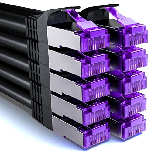 deleyCON 10x 2m CAT7 Netzwerkkabel - 10 Gigabit - RJ45 Patchkabel Ethernet Kabel (Kupfer, SFTP PiMF Schirmung) - LAN DSL Switch Modem Router Patchpanel CAT7 CAT6 CAT5 - Schwarz