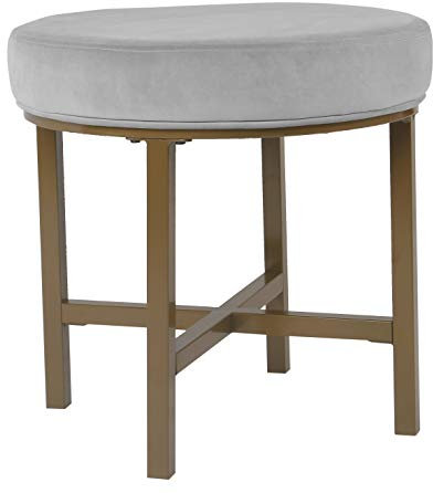 HomePop Dekorativer Ottomane mit rundem Metallsockel, silberfarben