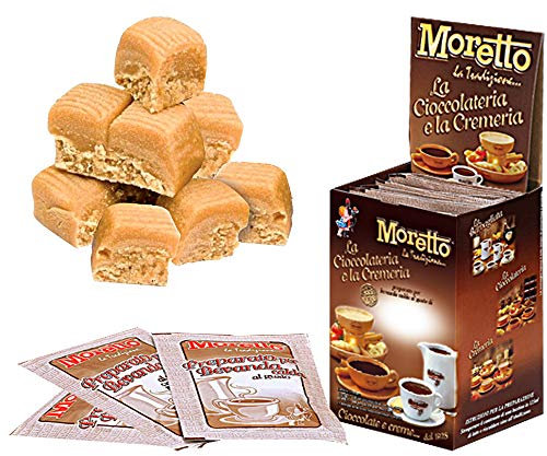 MORETTO preparato in polvere per cioccolata calda in tazza - gusto CIOCCOLATO e MOU - 1 scatola con 12 bustine