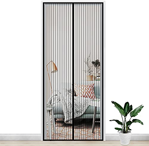 Gimars Porte Moustiquaire Magnétique Rideau 100x210CM Mailles Anti Moustique Mouche Fermeture Automatique Aimant avec Bande Sratch Sans Perçage Empêche de Passer Bestioles pour Couloirs, Fenêtre