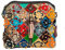 Segater® Mehrfarbig Floral Rind Leder-Umhängetasche für Damen, Vintage Rindsleder Handtasche Blumenmuster 3D Schultertaschen Damen Reisetasche mit Henkeltasche Patchwork bunte Geldbörsen Henkeltaschen