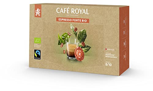 Café Royal Professional Pads, Bio Espresso Forte, 50 Nespresso (R) Professional compatible Pads for office and hospitality, Bio and Fairtrade certified, intensity 9