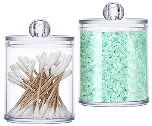 Wattestäbchen Aufbewahrung, 2 Stück Spender Cotton Wattepads Behälter Box, Make-up Kosmetik Halter Organizer Mit Deckel für Make-up-Schwämme (Transparent)