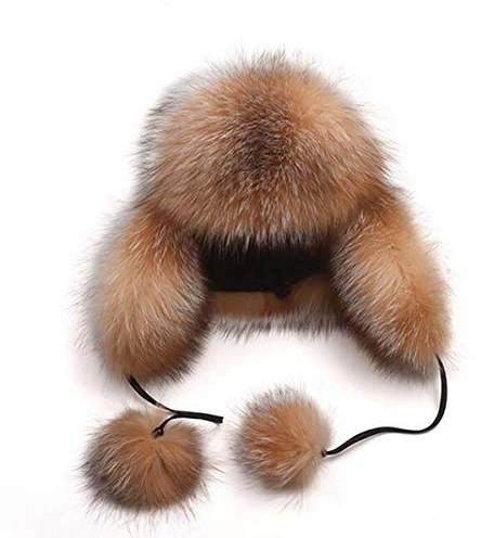 LKXHarleya Damen Warme Faux Fur Fellmütze Trappermütze Bomber Hut, pelzig Russische Uschanka-Hüte Fliegermütze,01