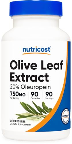 Nutricost Olive Leaf Extract (20% Oleuropein) 750 MG, 90 Capsules - Non-GMO, Gluten Free
